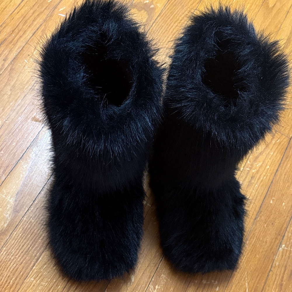 Source Unknown Black Faux Fur Winter Boots - Picture 5 of 13
